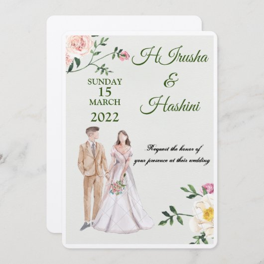 carte faire-part de mariage (Devant / Derrière)