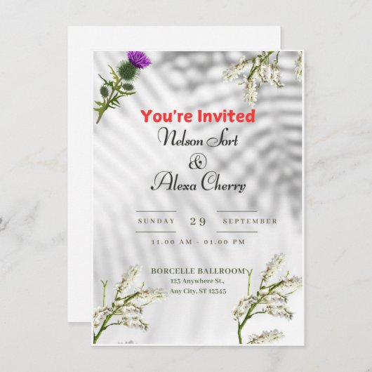 Carte faire-part de mariage (Devant / Derrière)