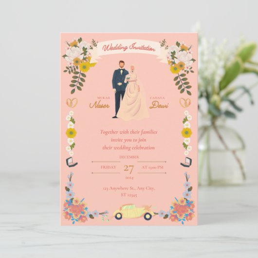 CARTE FAIRE-PART DE MARIAGE (Debout devant)