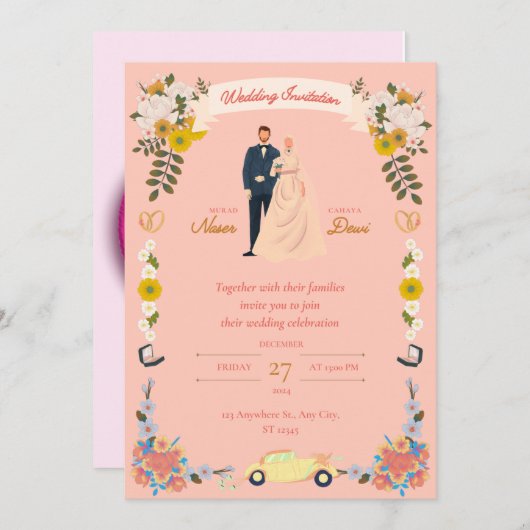 CARTE FAIRE-PART DE MARIAGE (Devant / Derrière)