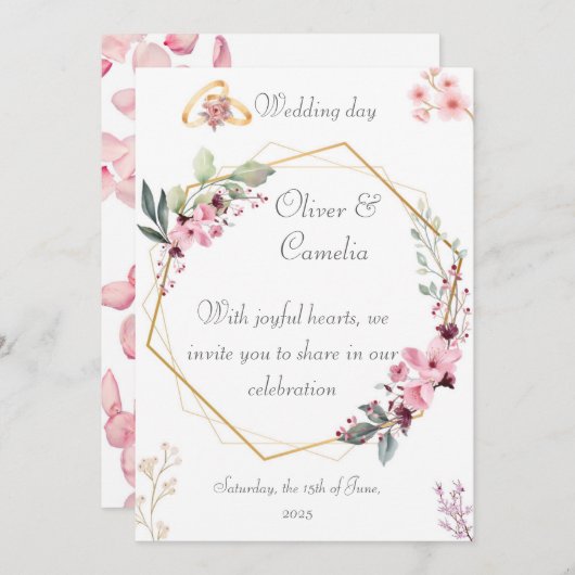 carte faire-part de mariage (Devant / Derrière)