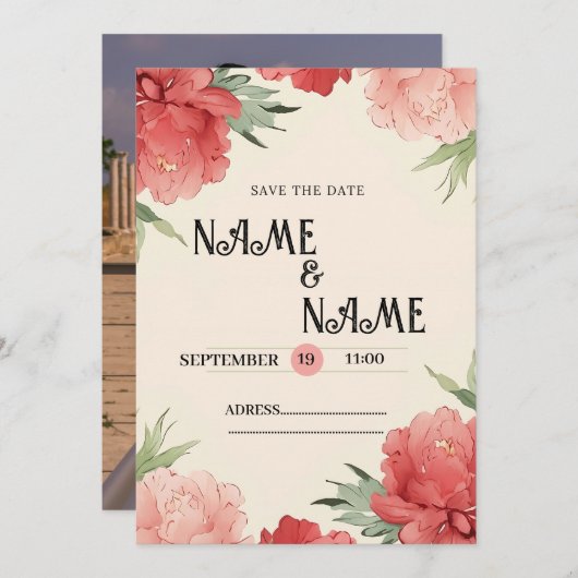 carte faire-part de mariage (Devant / Derrière)