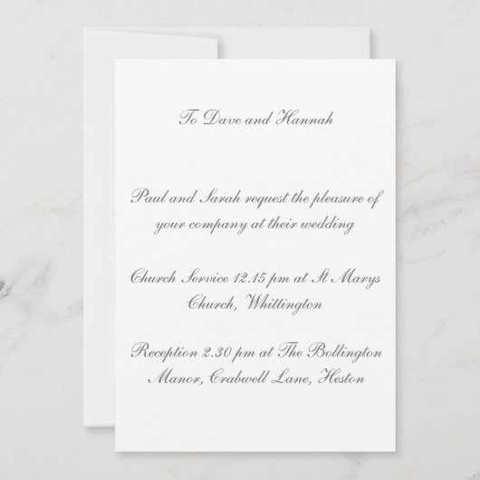 Carte Faire-part de mariage (Dos)