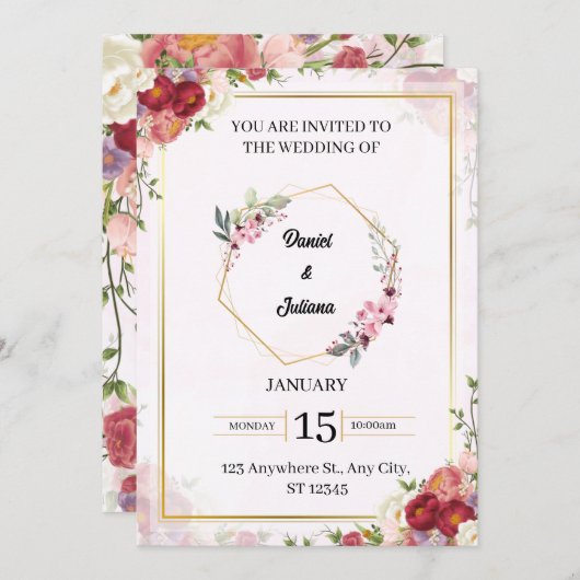 carte faire-part de mariage (Devant / Derrière)