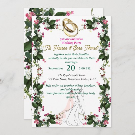 carte faire-part de mariage (Devant / Derrière)