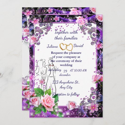 carte faire-part de mariage (Devant / Derrière)