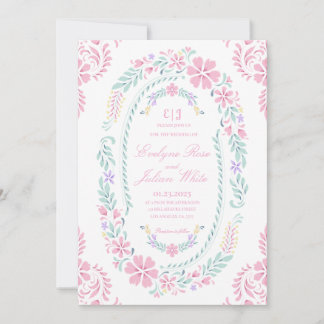 Carte Faire-part de mariage à cadre floral Pastel