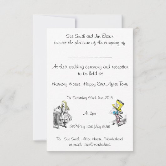 Carte Faire-part de mariage Alice au pays des merv (Dos)