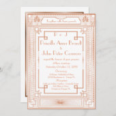 Carte faire-part de mariage, Art Déco, blanc, or r (Devant / Derrière)