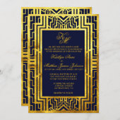 Carte Faire-part de mariage Art Déco Gatsby Gold N (Devant / Derrière)