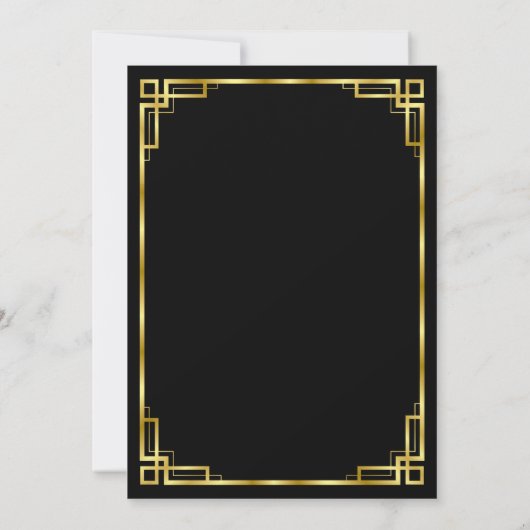 Carte Faire-part de mariage Art Déco Noir Et Or (Dos)