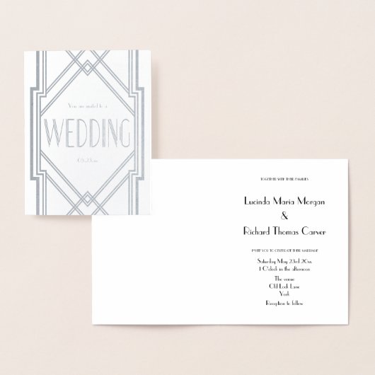 Carte Faire-part de mariage Art déco Real Foil (Affichage)