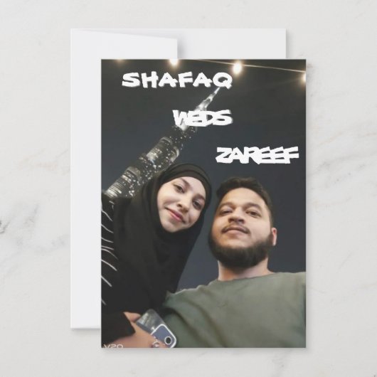 CARTE FAIRE-PART DE MARIAGE AVEC IMAGES ET POLICE (Devant)