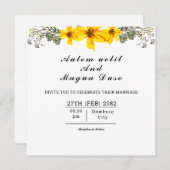 Carte faire-part de mariage Beau Carré Floral (Devant / Derrière)