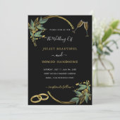 Carte Faire-part de mariage Black Gold Design élég (Debout devant)