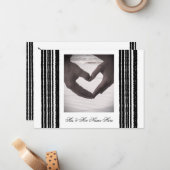 Carte Faire-part de mariage Black White Strips (Devant/Arrière en situation)