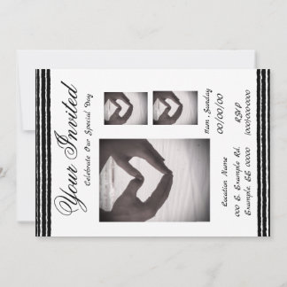 Carte Faire-part de mariage Black White Strips