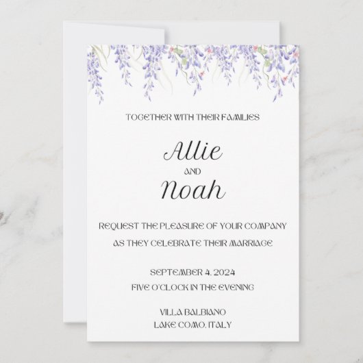 Carte faire-part de mariage blanche simple et élég (Devant)