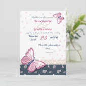 carte faire-part de mariage bleu marine (Debout devant)