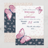 carte faire-part de mariage bleu marine (Devant / Derrière)