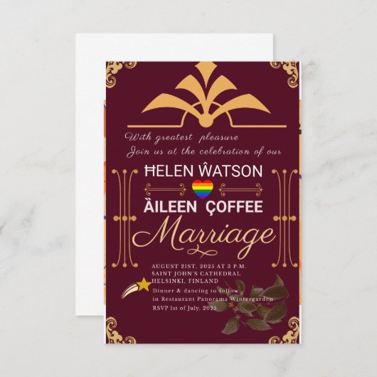 Carte Faire-part de mariage Bourgogne (Devant / Derrière)