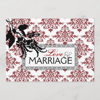Carte Faire-part de mariage Brocade rouge
