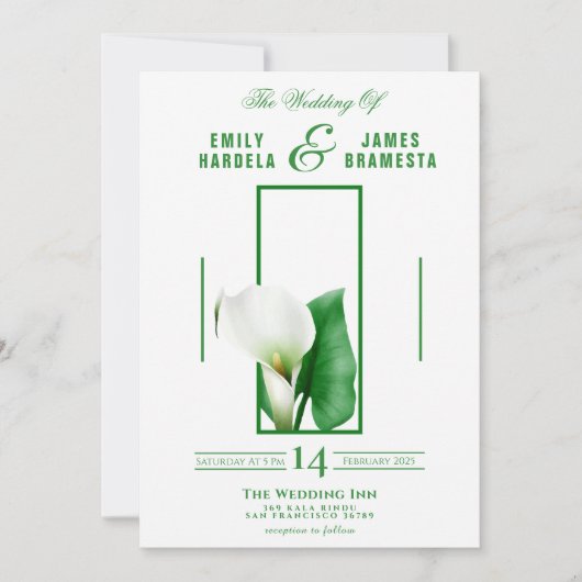 Carte Faire-part de mariage Cala Lily (Devant)
