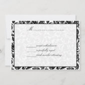 Carte faire-part de mariage classique noir et blan (Dos)