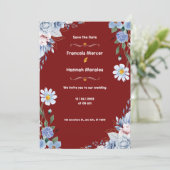 Carte Faire-part de mariage couleur rouge et blanc (Debout devant)