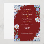 Carte Faire-part de mariage couleur rouge et blanc (Devant / Derrière)