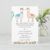 Carte Faire-part de mariage Couple Llama (Debout devant)
