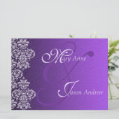 Carte Faire-part de mariage Damask Royal Purple (Debout devant)
