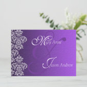 Carte Faire-part de mariage Damask Royal Purple (Debout devant)