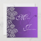 Carte Faire-part de mariage Damask Royal Purple (Devant)