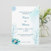 Carte faire-part de mariage d'aquarelle florale bl (Debout devant)