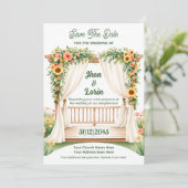 Carte Faire-part de mariage d'aquarelle stade flor (Debout devant)