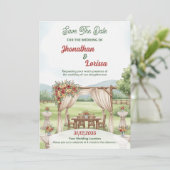 Carte Faire-part de mariage d'aquarelle stade flor (Debout devant)