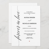 Carte Faire-part de mariage de calligraphie simple (Devant / Derrière)