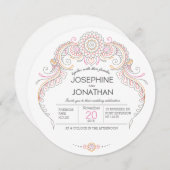 carte faire-part de mariage de conception au henné (Devant / Derrière)