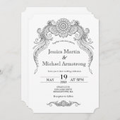 Carte faire-part de mariage de conception de henné (Devant / Derrière)