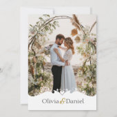 Carte faire-part de mariage d'or avec photo (Dos)