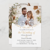 Carte faire-part de mariage d'or avec photo (Devant / Derrière)