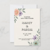 Carte faire-part de mariage douce et grise (Devant)