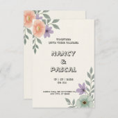 Carte faire-part de mariage douce et grise (Devant / Derrière)