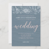 Carte Faire-part de mariage Dusty Blue & Blush Flo (Devant)