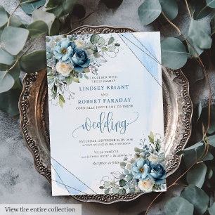 Carte Faire-part de mariage Dusty Blue Silver