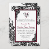 Carte Faire-part de mariage en dentelle blanche et (Devant / Derrière)