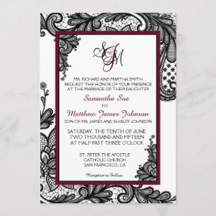 Carte Faire-part de mariage en dentelle blanche et