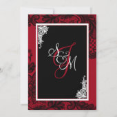 Carte Faire-part de mariage en dentelle rouge blan (Dos)