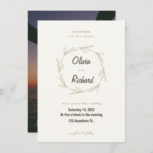 Carte faire-part de mariage Enregistrer la date Mi (Devant / Derrière)